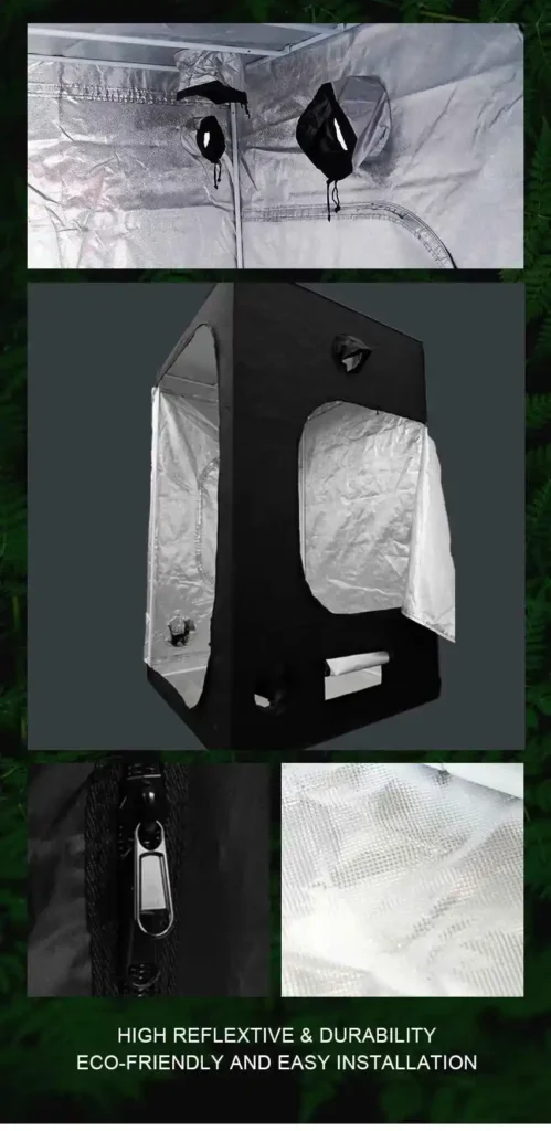 120x120x200 Bitki Çadırı 7 120x120x200 bitki çadırının yüksek yansıtıcılı mylar iç kaplaması