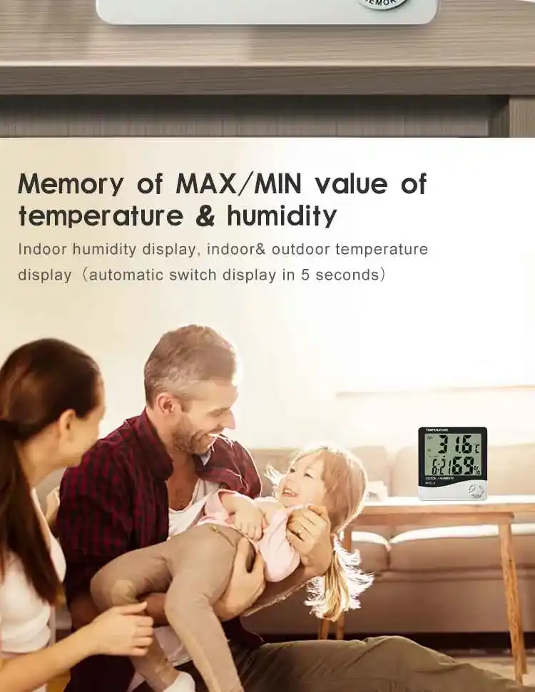 HTC-2 Dijital Termometre 4 HTC-2 Higrometre modelinin kablolu dış sıcaklık ölçüm sensörü