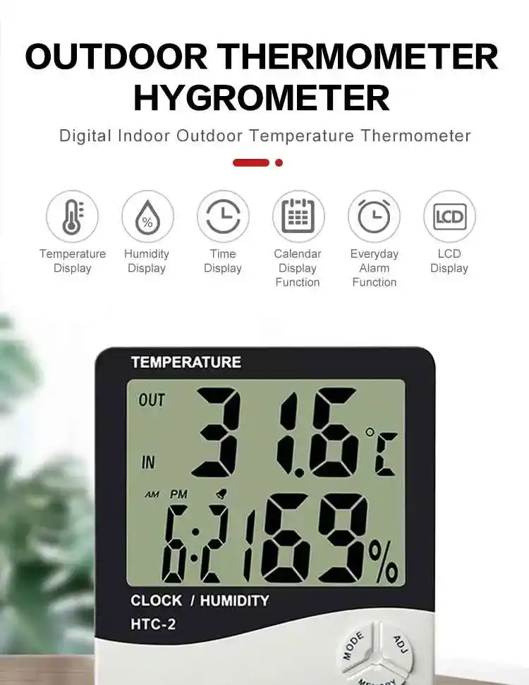 HTC-2 Dijital Termometre 7 HTC-2 Higrometre Dijital Nem ve Sıcaklık Ölçer