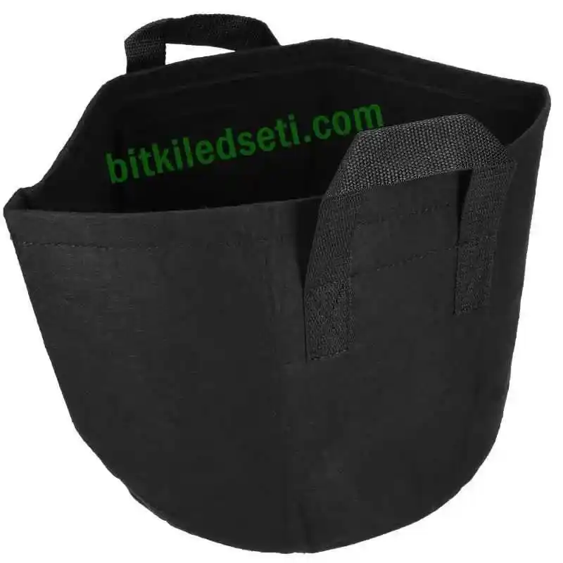 7.5 Litre Kumaş Saksı 12 11 litrelik kumaş saksının güçlendirilmiş taşıma kulpları