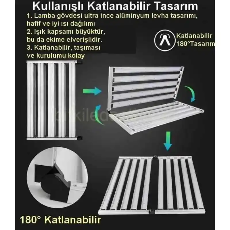 1000W F10 Max Samsung LM301H 2 1000W LED Grow Light lambanın geniş alanı kaplayan 10 barlı yapısının üstten görünümü