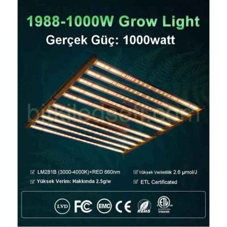 1000W Bitki Lambası , F10 Max, 10 barlı, Samsung LM281B çipli