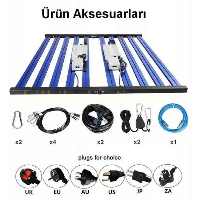 1000W F10 Max Samsung LM281B 7 , F10 Max 1000W lambanın manuel dimmer potansiyometresi ve RJ45 ağ kontrol portları