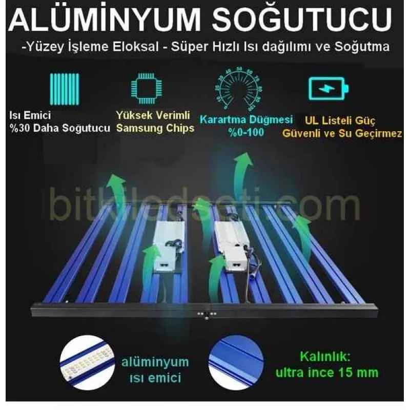 1000W F10 Max Samsung LM281B 4 , F10 Max 1000W lambanın manuel dimmer potansiyometresi ve RJ45 ağ kontrol portları