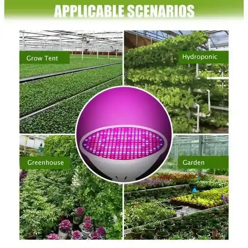 E27 300 LED Full Spektrum Bitki Ampulü 6 E27 Bitki Lambası üzerindeki 300 adet 2835 SMD LED çipinin yakından görünümü