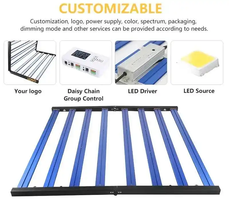 650W F8 Max Samsung & UV/IR 8 650W Bitki Lambası F8 Max'in Samsung çipli 8 adet LED barının yakından görünümü