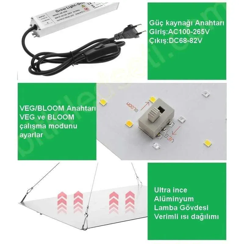 65W QBX650 Pro Quantum Board bitki lambası, VEG ve BLOOM modları