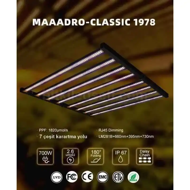 700W F8 Max 5 Spektrum & Sertifikalı 24 700W Bitki Lambası , F8, 8 barlı, 5 spektrumlu ve profesyonel sertifikalı tasarım