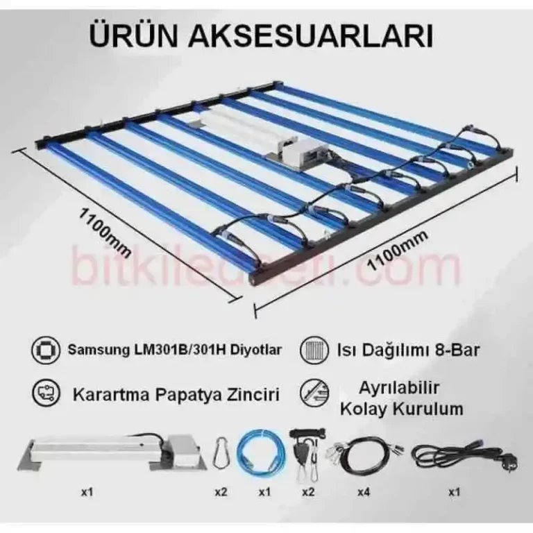 800W LED Grow Light , F8 Max, RJ45 kontrollü, 8 barlı ticari aydınlatma sistemi