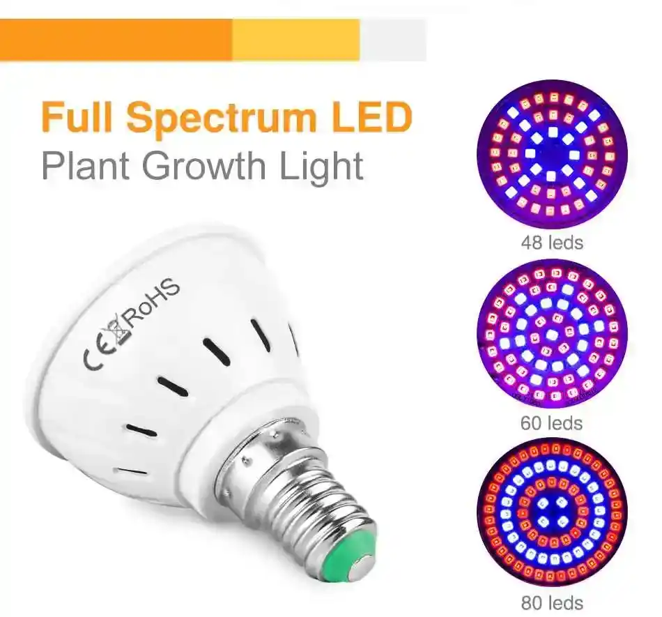 E27 300 LED Full Spektrum Bitki Ampulü 13 E27 Bitki Lambası, 300 adet LED'li full spektrum bitki büyütme ampulü