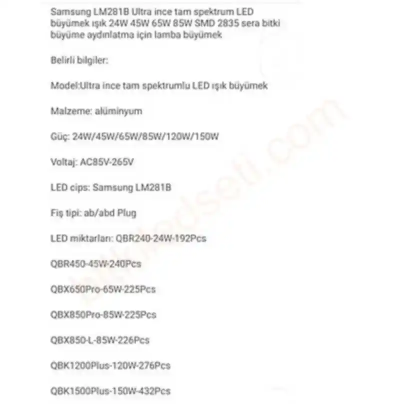 150W Bitki Lambası Samsung LM281B Quantum Board 13 svg%3E