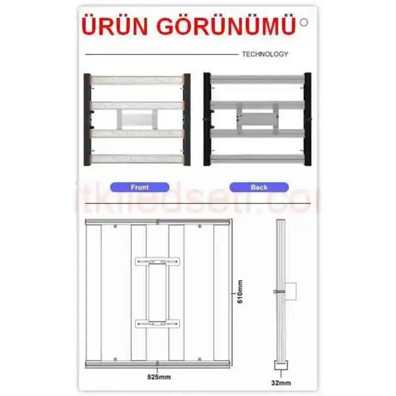 240W F4 Mix UV/IR Destekli 12 , F4 lamba üzerindeki Samsung LM281b, UV ve IR LED diyotların yakından görünümü