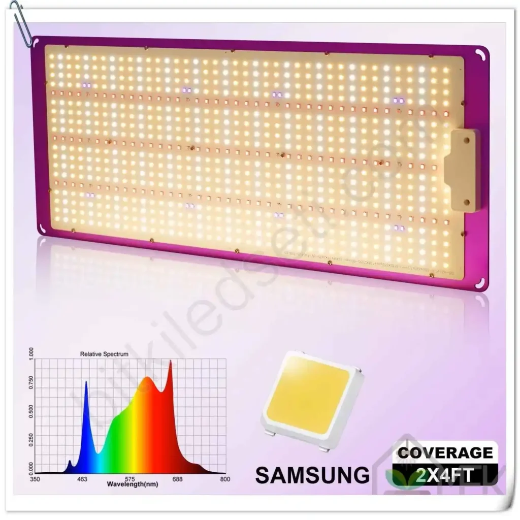 Meijiu 320W Profesyonel LED Grow Light 6 Meijiu 320W panel üzerindeki Samsung LM301H, Osram kırmızı ve UV diyotların yakından görünümü