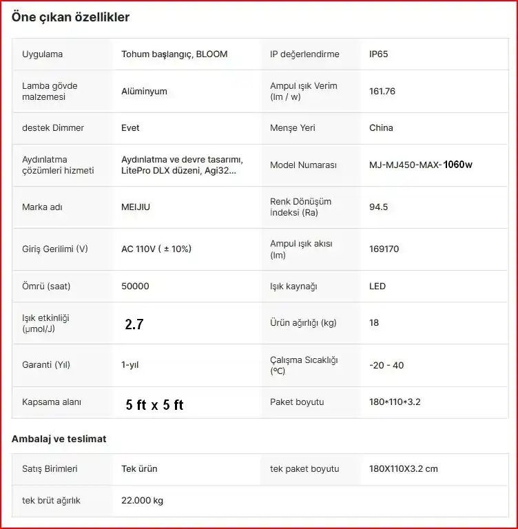 1060W Samsung LM281B UV IR 12 Bar Bitki Yetiştirme Lambası
