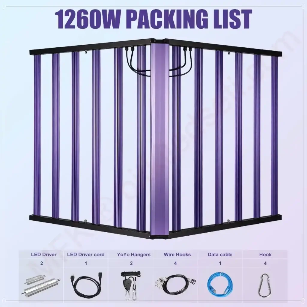 Meijiu 1260W 10 Bar LED Grow Light Ölçüleri ve PPF Değeri