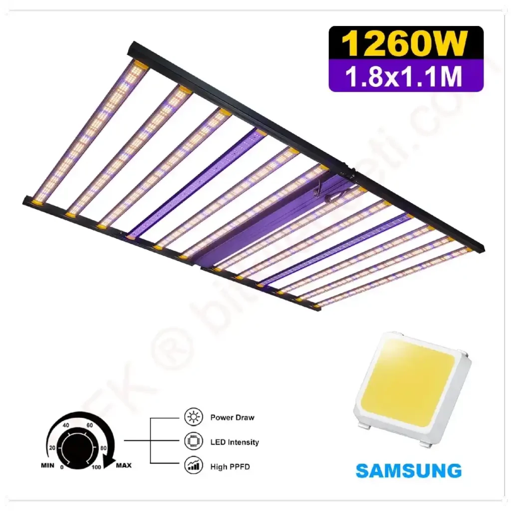 Meijiu 1260W 10 Bar LED Grow Light Ölçüleri ve PPF Değeri