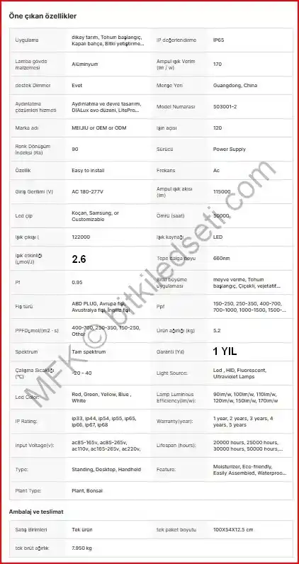 110x110cm led grow light 8 bar tasarımı