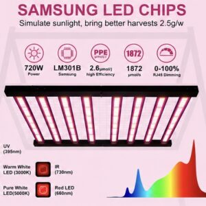 720W Samsung LM281B UV IR 8 Bar Bitki Lambası